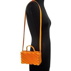 MLOUYE Handbag Orange Brick Bag Leather Handcrafted Magnetic Crossbody Strap